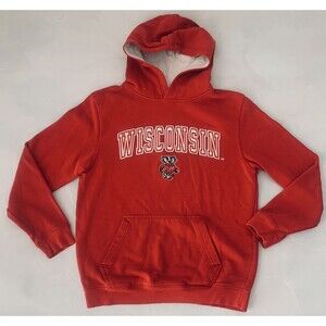 Wisconsin Badgers Hoodie Sweatshirt Red Youth L 16/18 Athletic Sporty College
